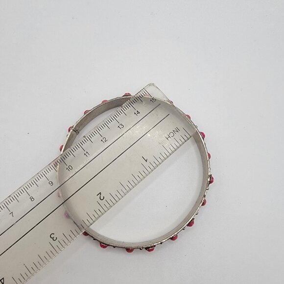 Vintage Silver Tone Beaded BANGLE Bracelet Southwestern Stackable‎ - Picture 3 of 3